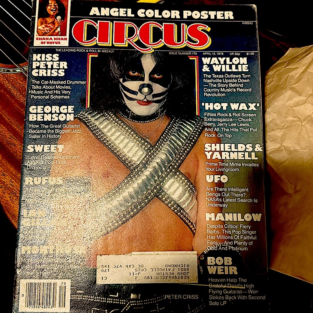 Vintage Circus Magazine April, 1978 includes poster of Ace Frehley
